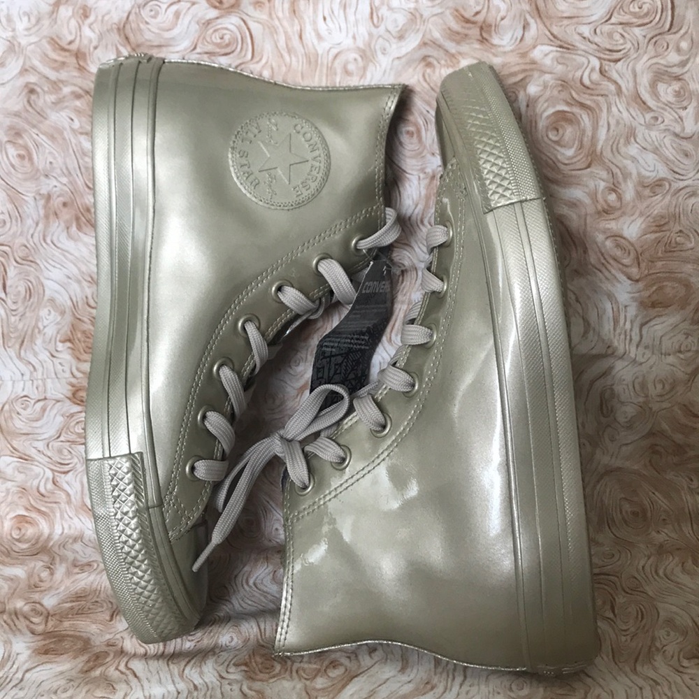 NEW golden hi-top converse - Picture 3 of 6